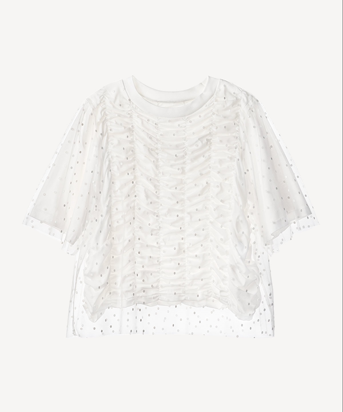 チュール付きシャーリングプルオーバー(white-36)