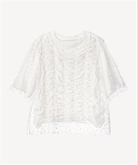 チュール付きシャーリングプルオーバー(white-36)