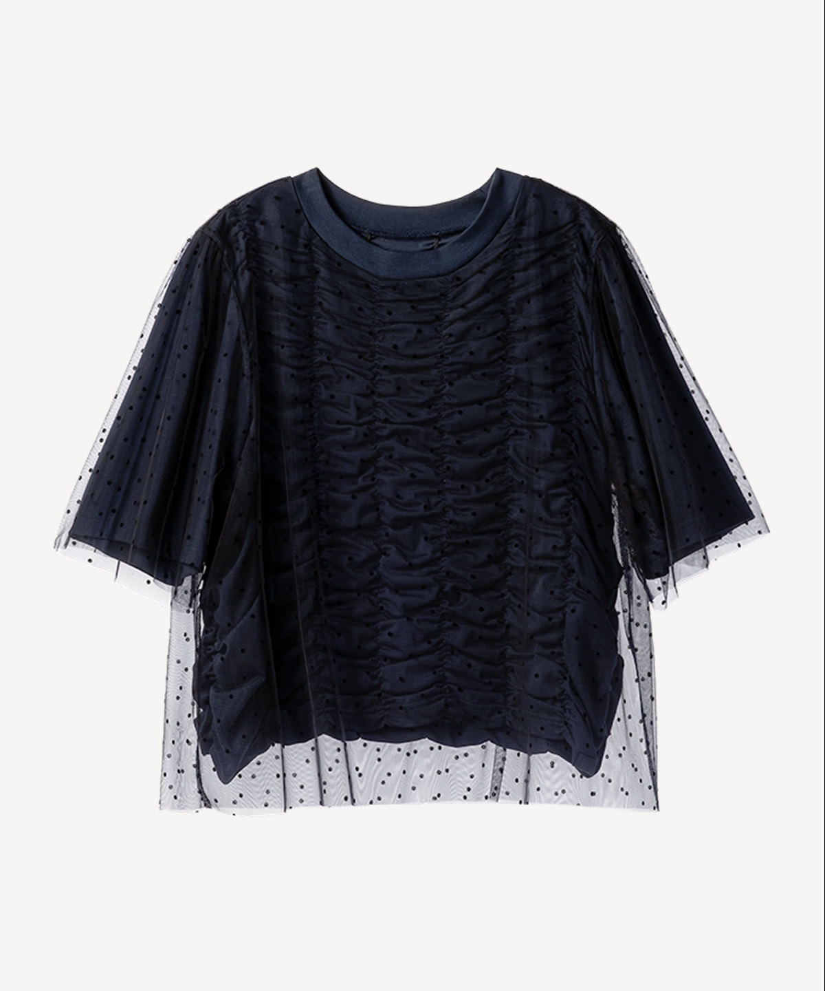 チュール付きシャーリングプルオーバー(navy-36)