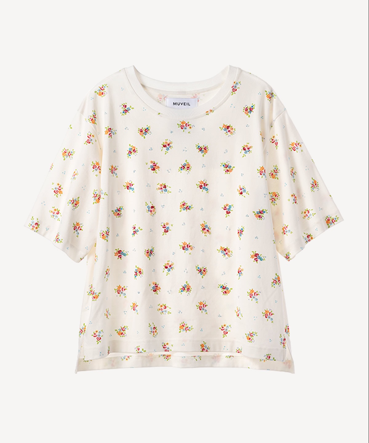 ティーカッププリント刺繍Tシャツ(white-36)