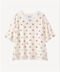 ティーカッププリント刺繍Tシャツ(white-36)