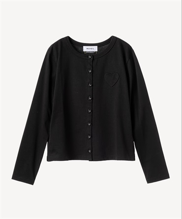 ハートボタン天竺カーディガン(black-36)