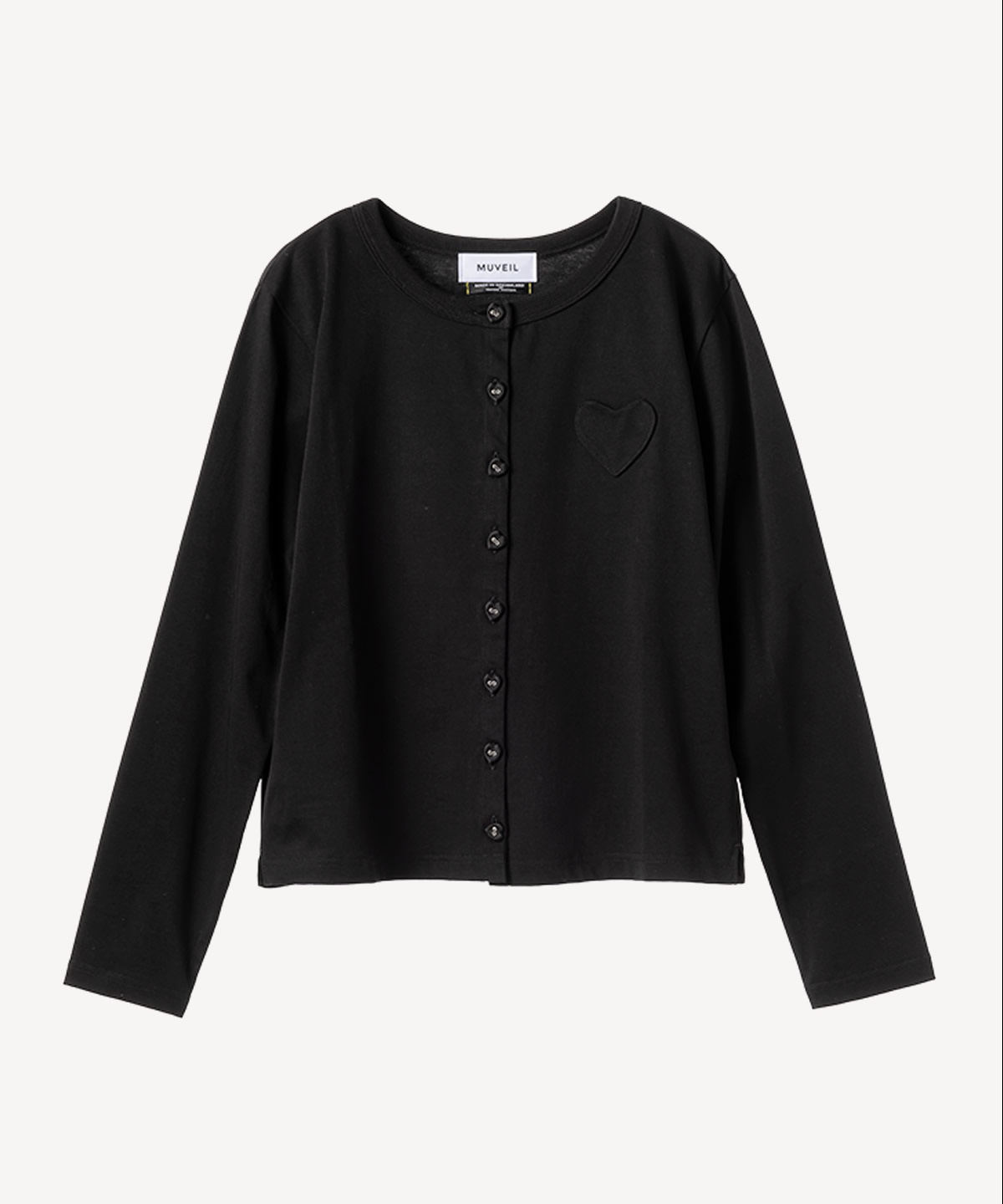 ハートボタン天竺カーディガン(black-36)