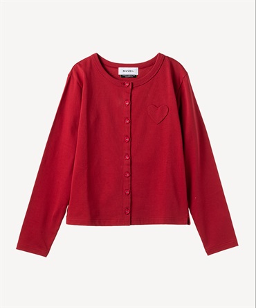 ハートボタン天竺カーディガン(red-36)
