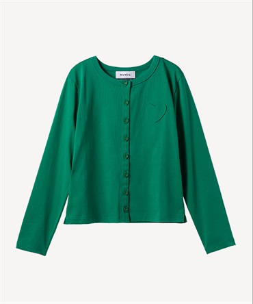 ハートボタン天竺カーディガン(green-36)