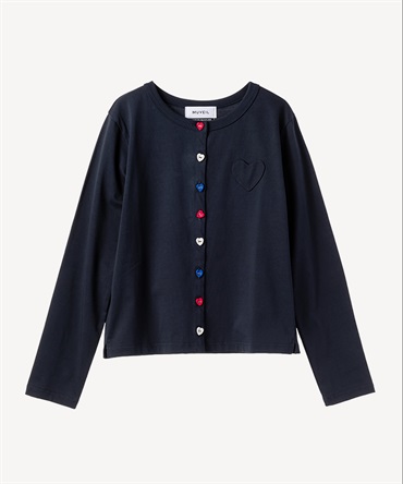 ハートボタン天竺カーディガン(navy-36)
