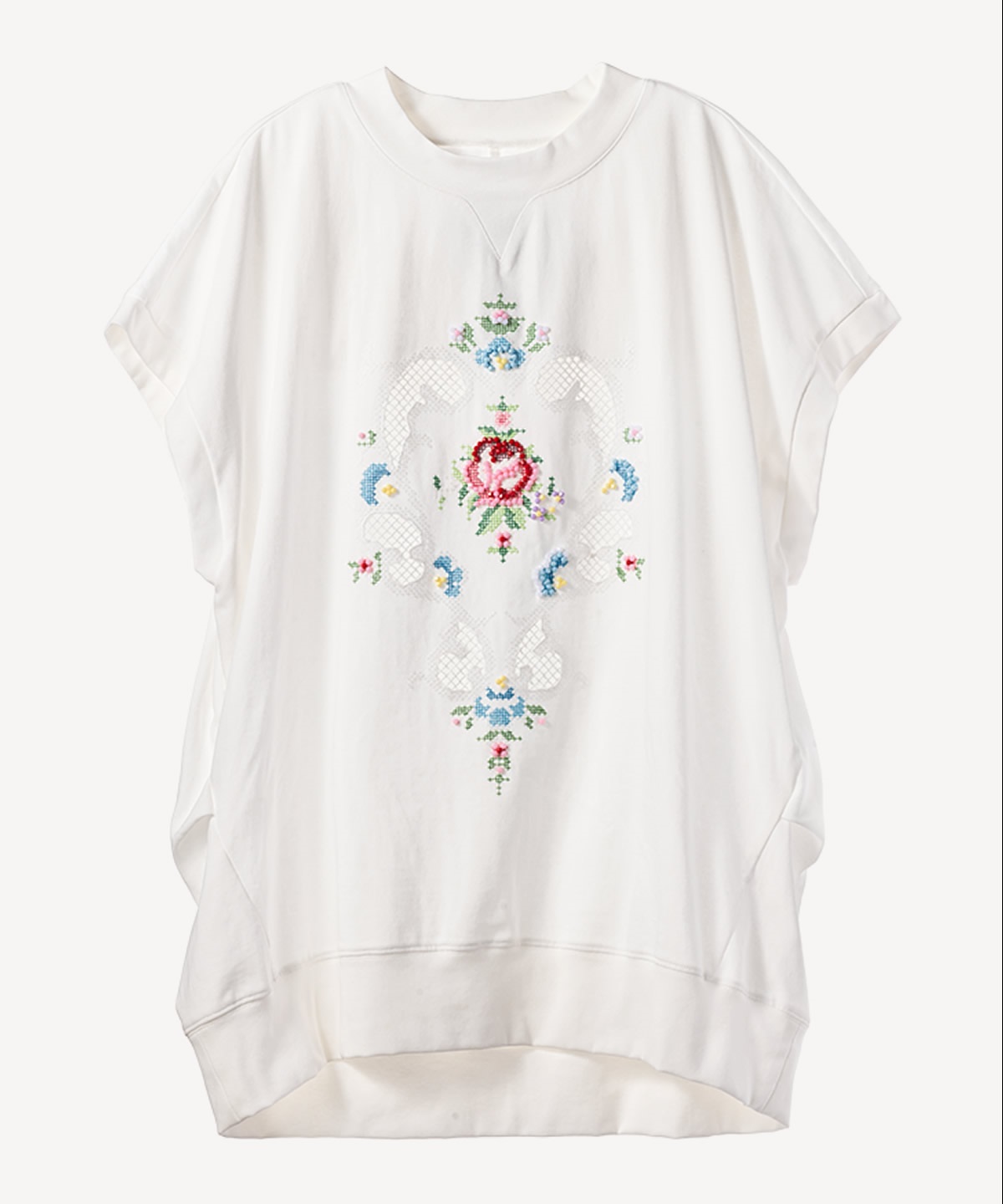 フラワービーズ刺繍プルオーバー(white-36)