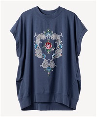 フラワービーズ刺繍プルオーバー(blue-36)