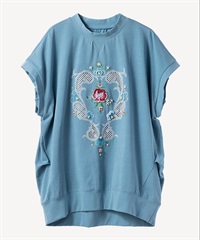 フラワービーズ刺繍プルオーバー(light blue-36)