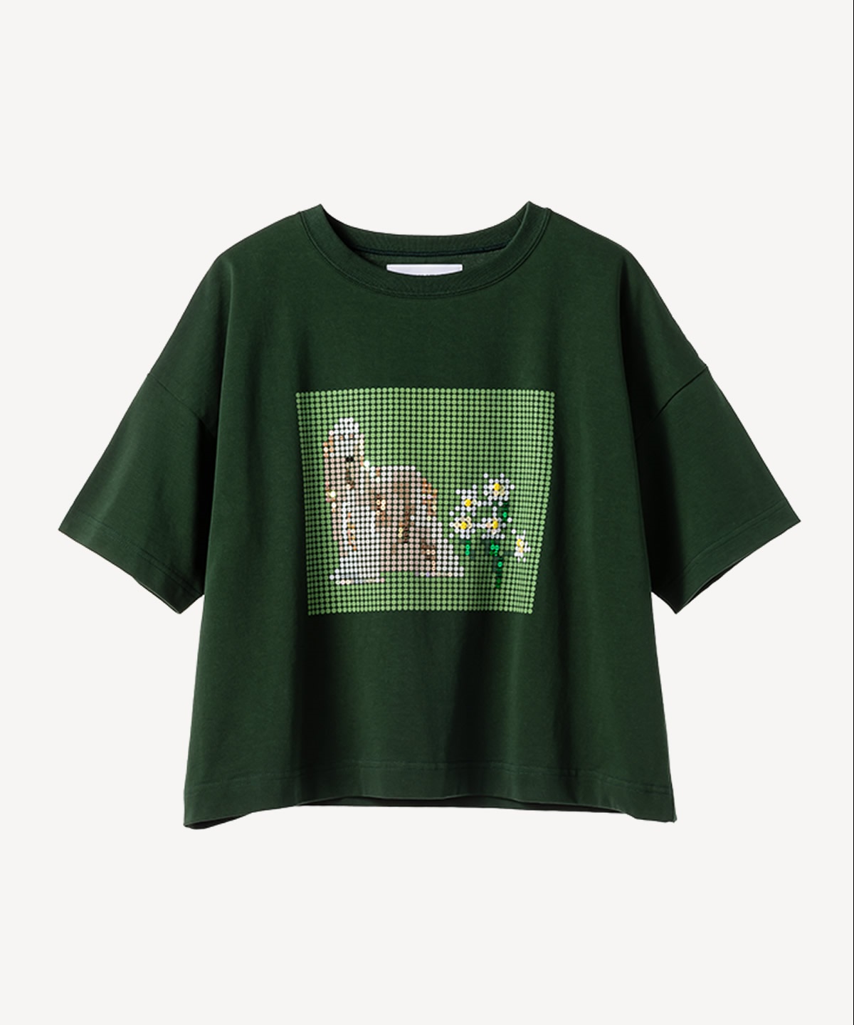ドッグプリント刺繍Tシャツ(dark green-36)