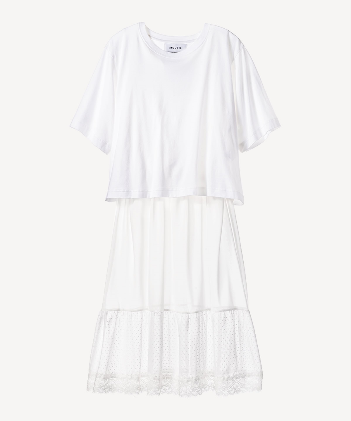 ランジェリードレス付きTシャツ(white-36)