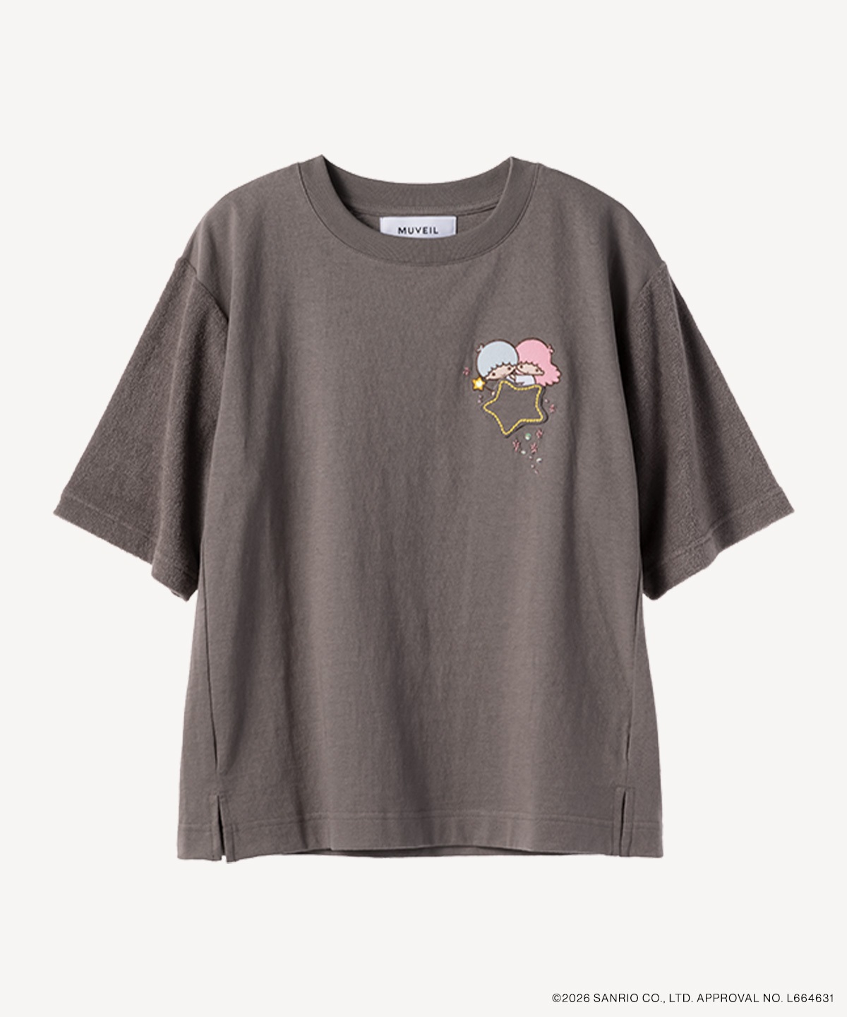サンリオキャラクターズコラボ リトルツインスターズ Tシャツ(gray-36)