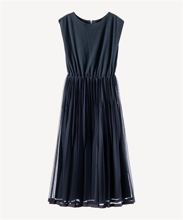 ドッキングプリーツワンピース(navy-36)