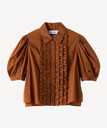 タックフリルブラウス(brown-36)