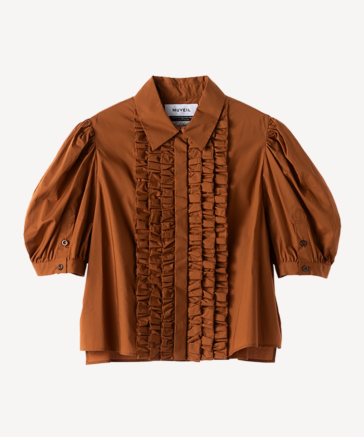 タックフリルブラウス(brown-36)