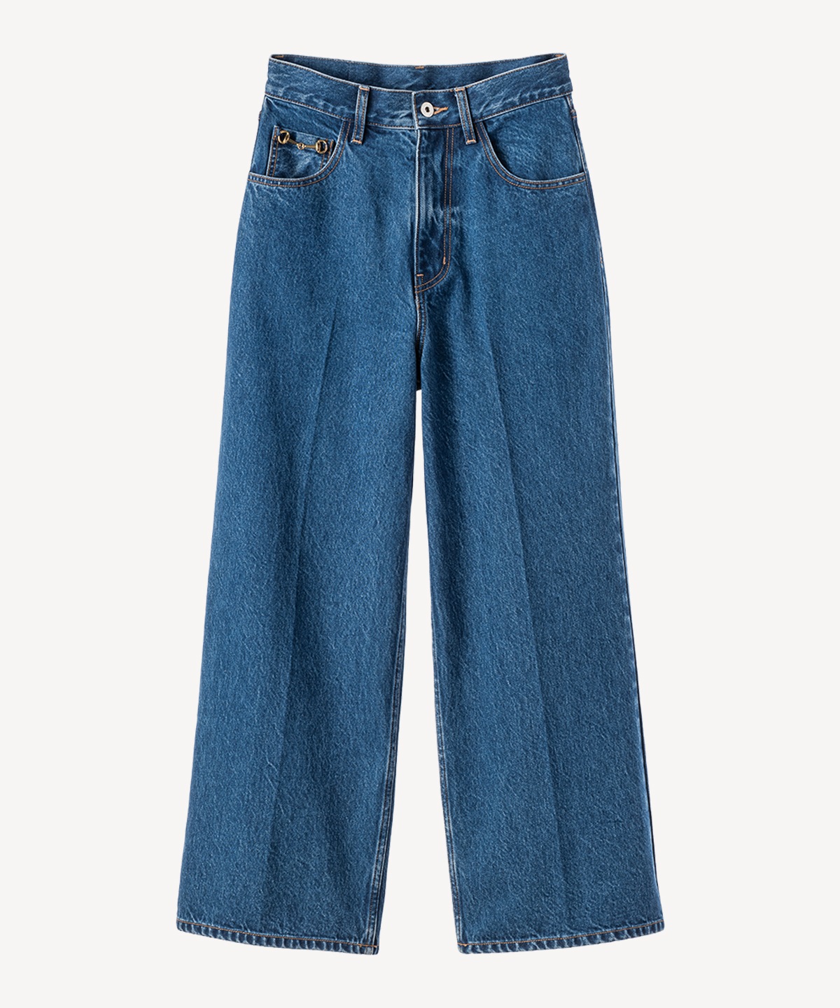 リボンパーツ付デニムパンツ(blue-34)