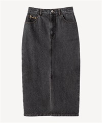 リボンパーツ付デニムスカート(black-36)