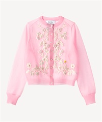 フラワー刺繍シアーカーディガン(pink-36)