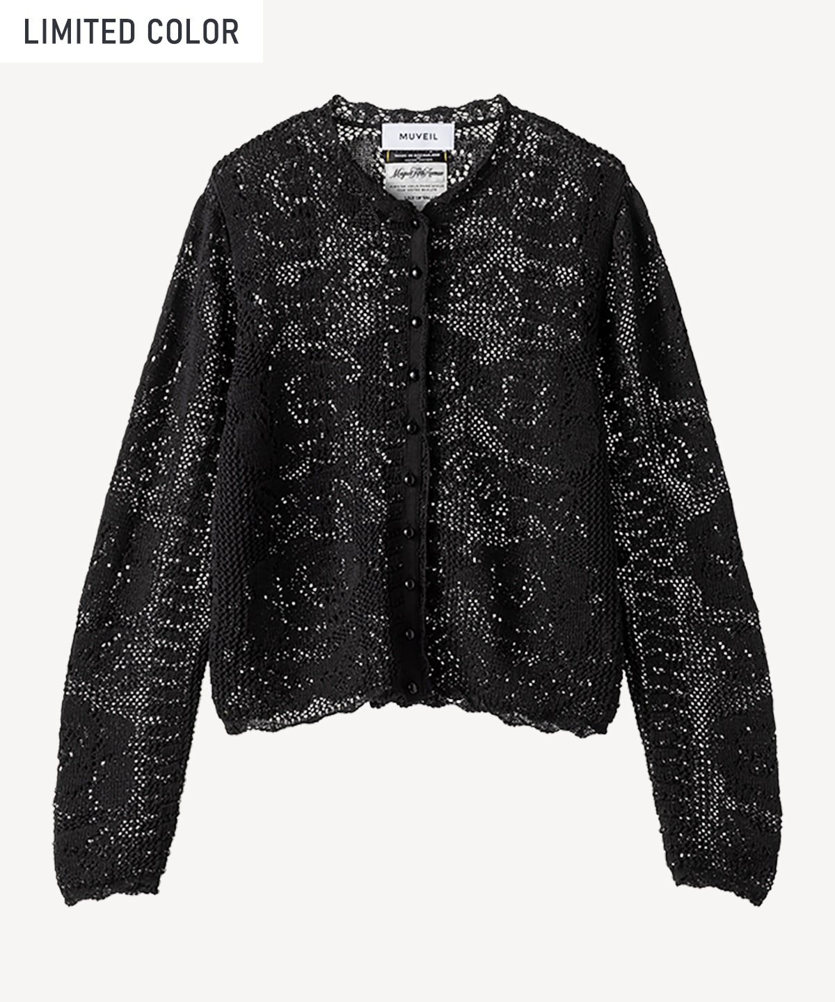 メッシュローズカーディガン(black-36)
