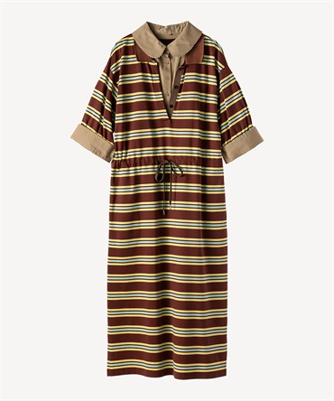 ボーダーポロワンピース(brown-36)