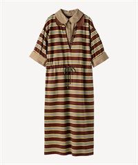 ボーダーポロワンピース(brown-36)