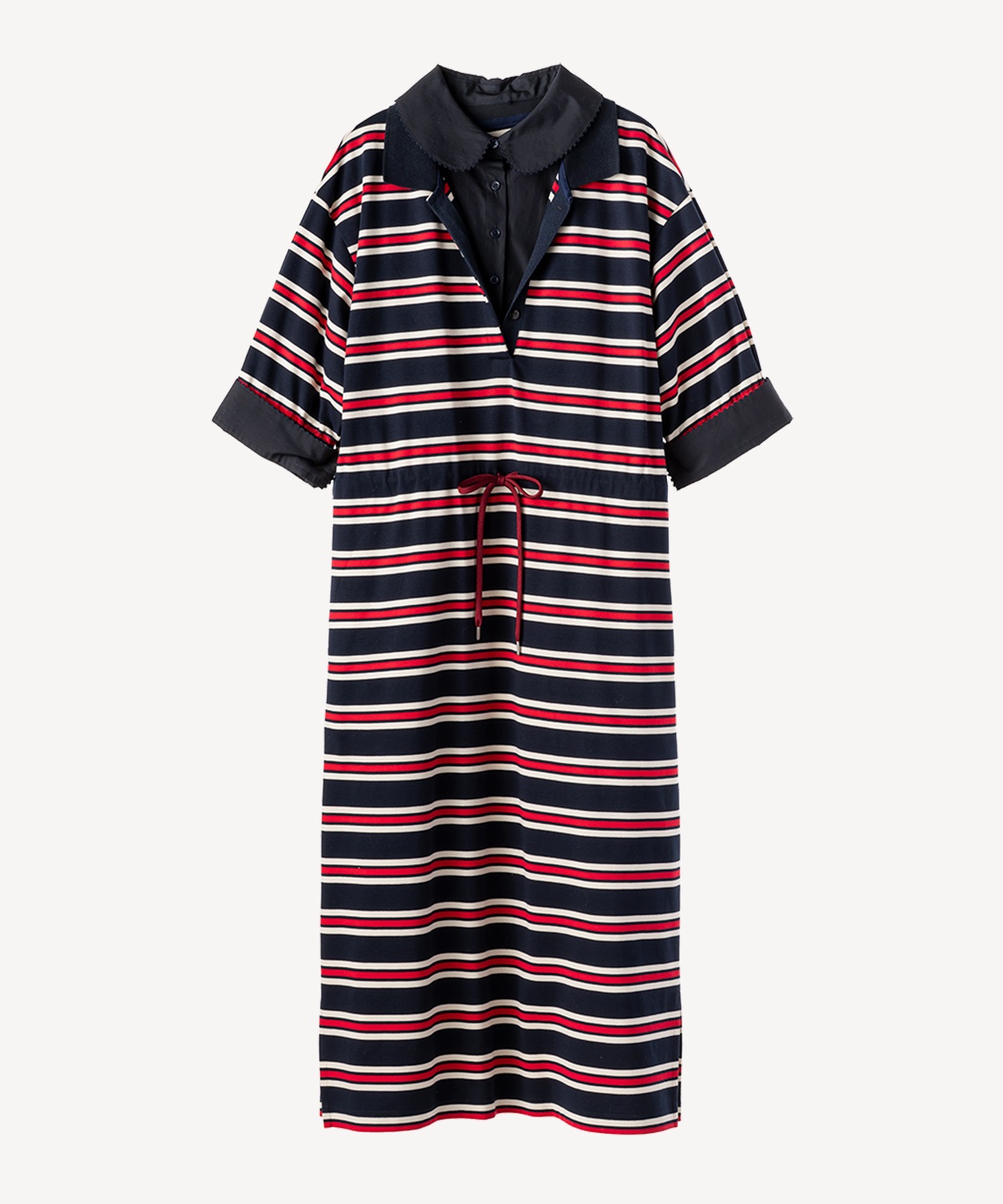 ボーダーポロワンピース(navy-36)