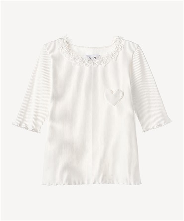 ハートパッチTシャツ(white-36)