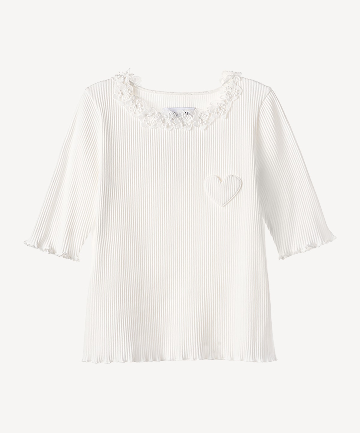 ハートパッチTシャツ(white-36)