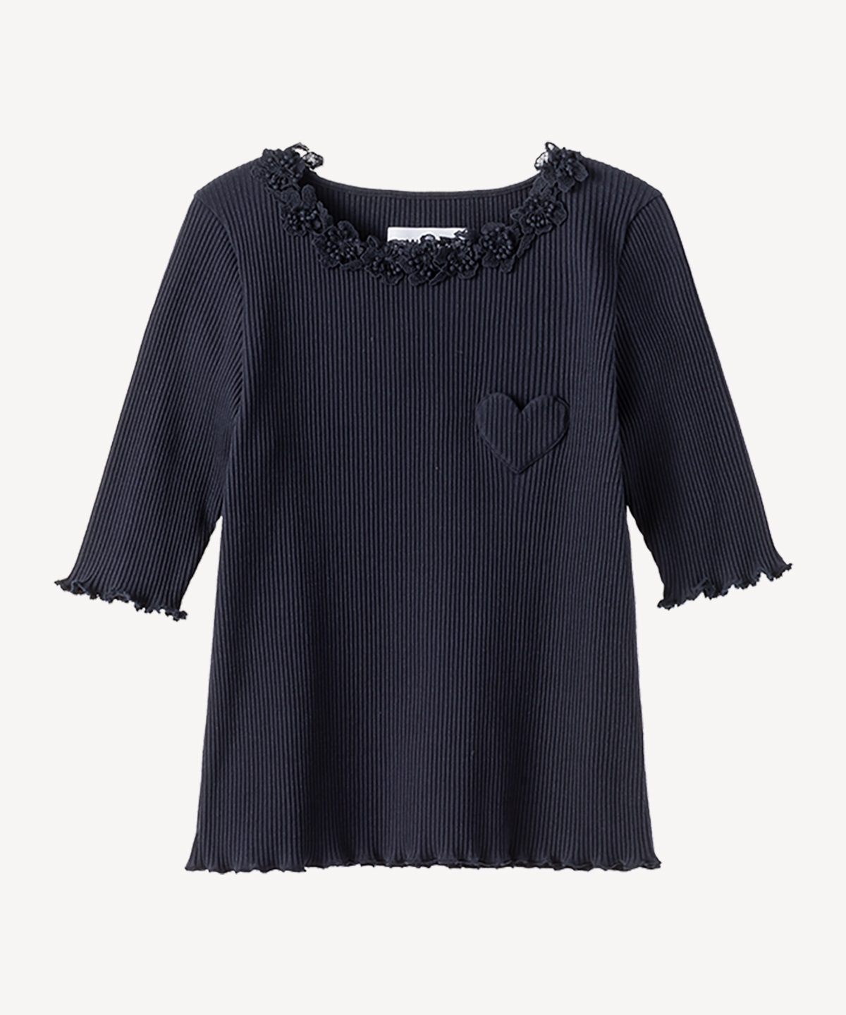 ハートパッチTシャツ(navy-36)