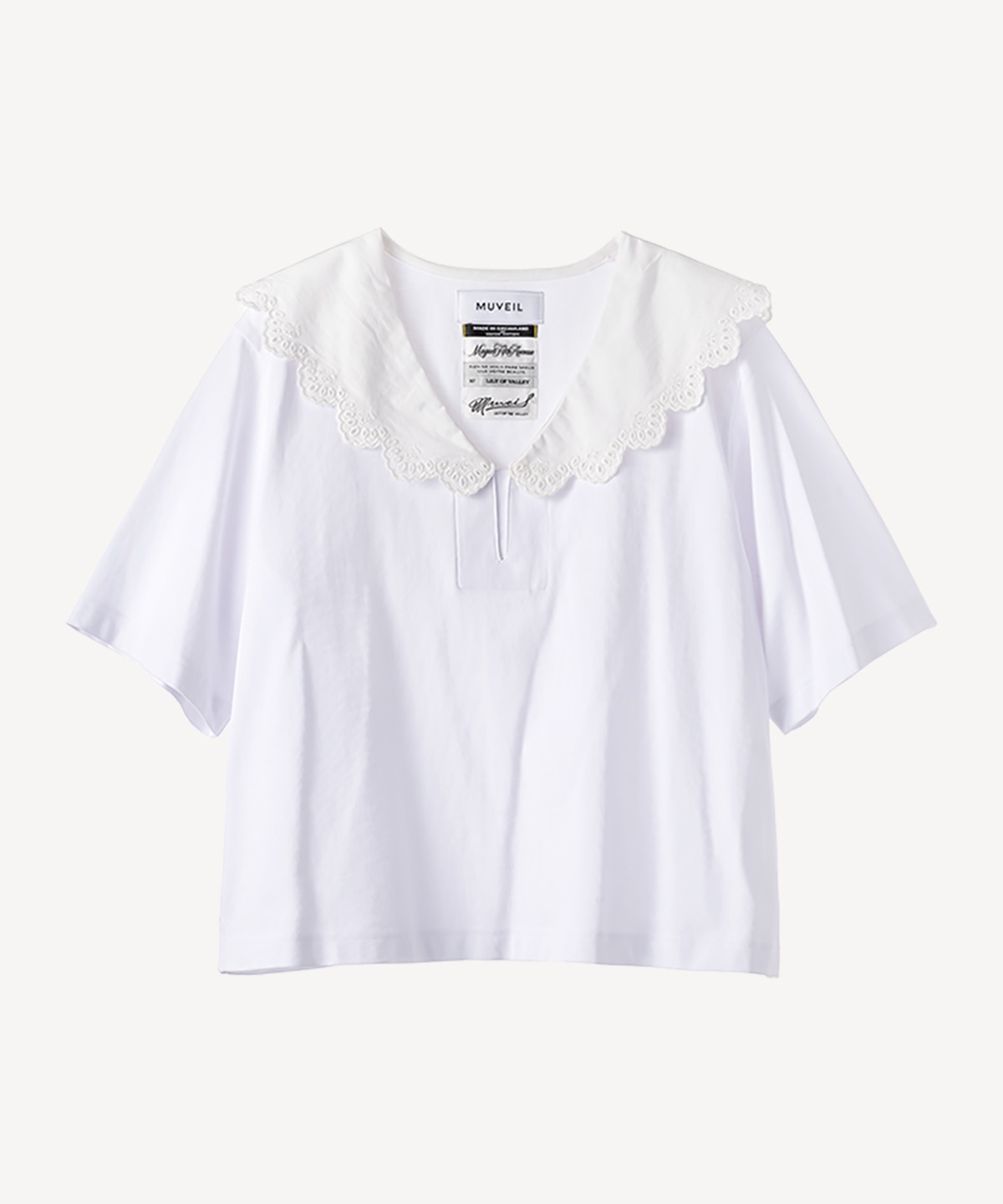 レース衿Tシャツ(white-36)