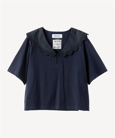 レース衿Tシャツ(navy-36)