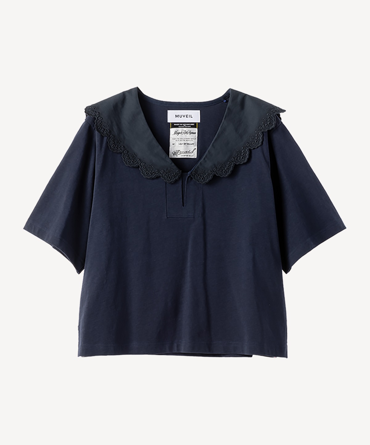 レース衿Tシャツ(navy-36)