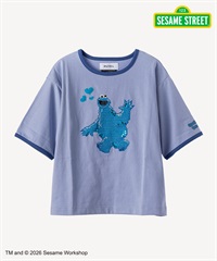 セサミストリートコラボ クッキーモンスター Tシャツ(light blue-36)