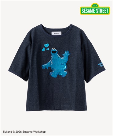 セサミストリートコラボ クッキーモンスター Tシャツ(navy-36)