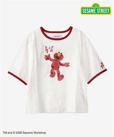 セサミストリートコラボ エルモ Tシャツ(white-36)