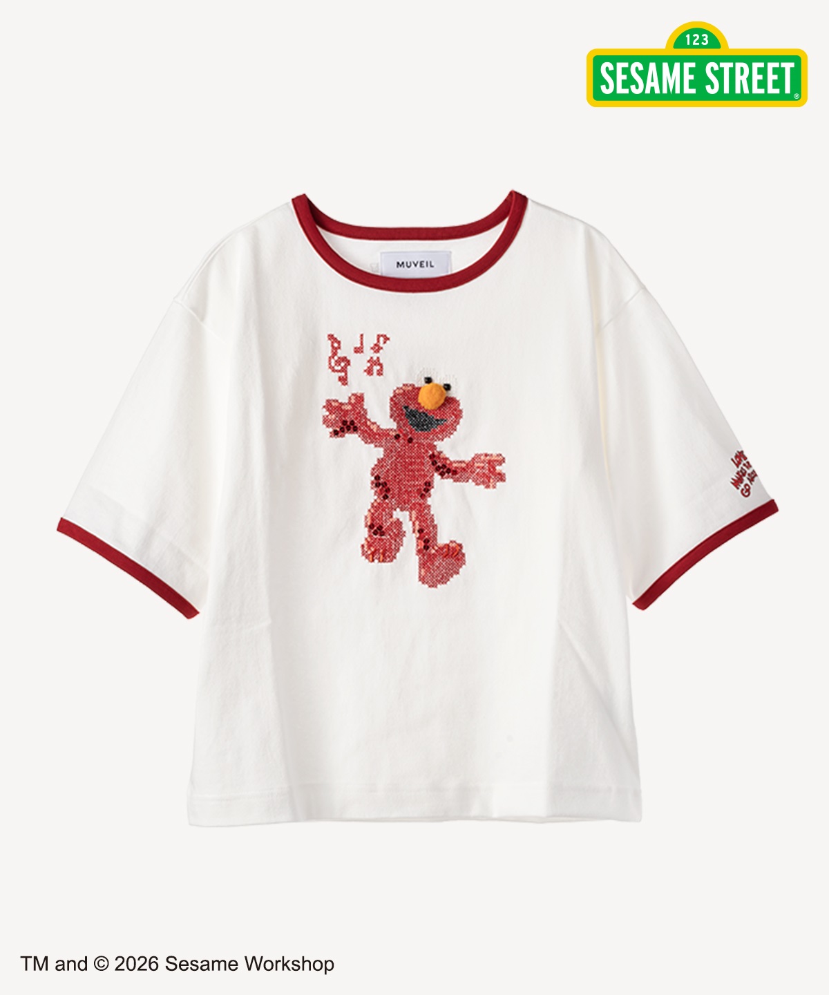 セサミストリートコラボ エルモ Tシャツ(white-38)