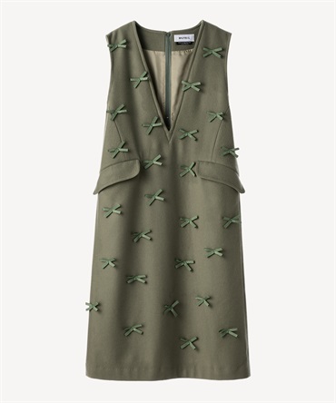 グログランリボン付きワンピース(olive-36)
