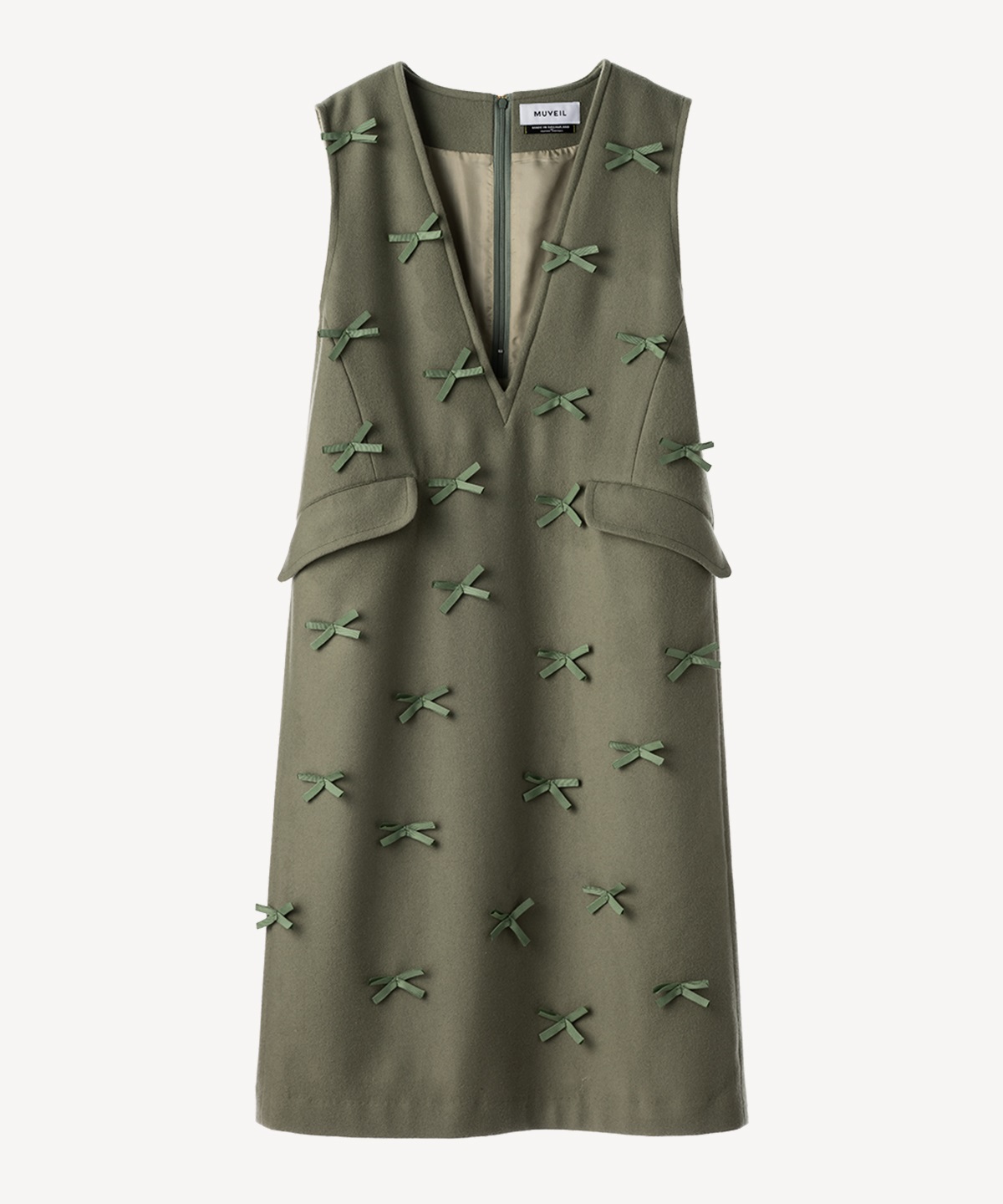 グログランリボン付きワンピース(olive-36)