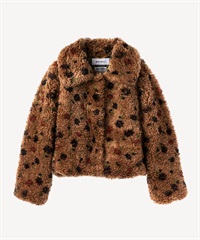 フラワープリントファーコート(brown-36)