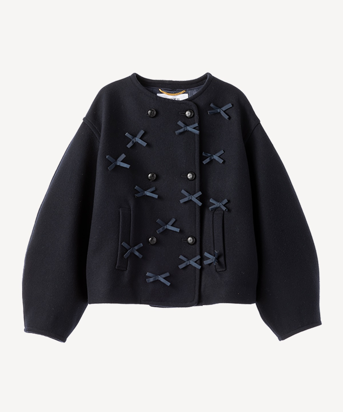 グログランリボン付きショートコート(navy-36)