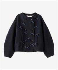 グログランリボン付きショートコート(navy-36)
