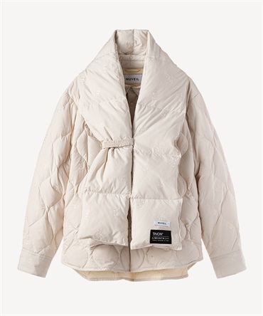 TAIONコラボマフラー付きダウンジャケット(off white-36)