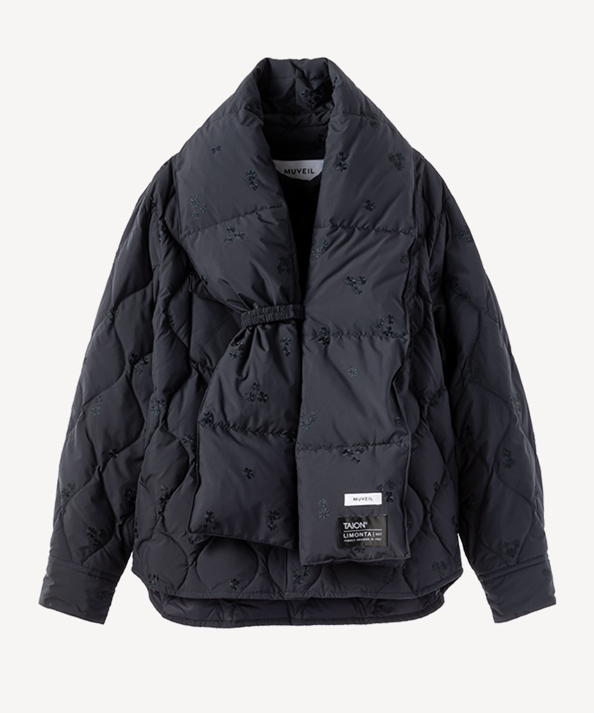 TAIONコラボマフラー付きダウンジャケット(navy-36)