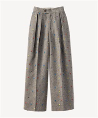 フラワーフロッキープリントツイードパンツ(light gray-34)