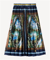 ダック柄スカーフプリントスカート(navy-36)