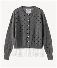 フロッキープリントドットカーディガン(gray-36)