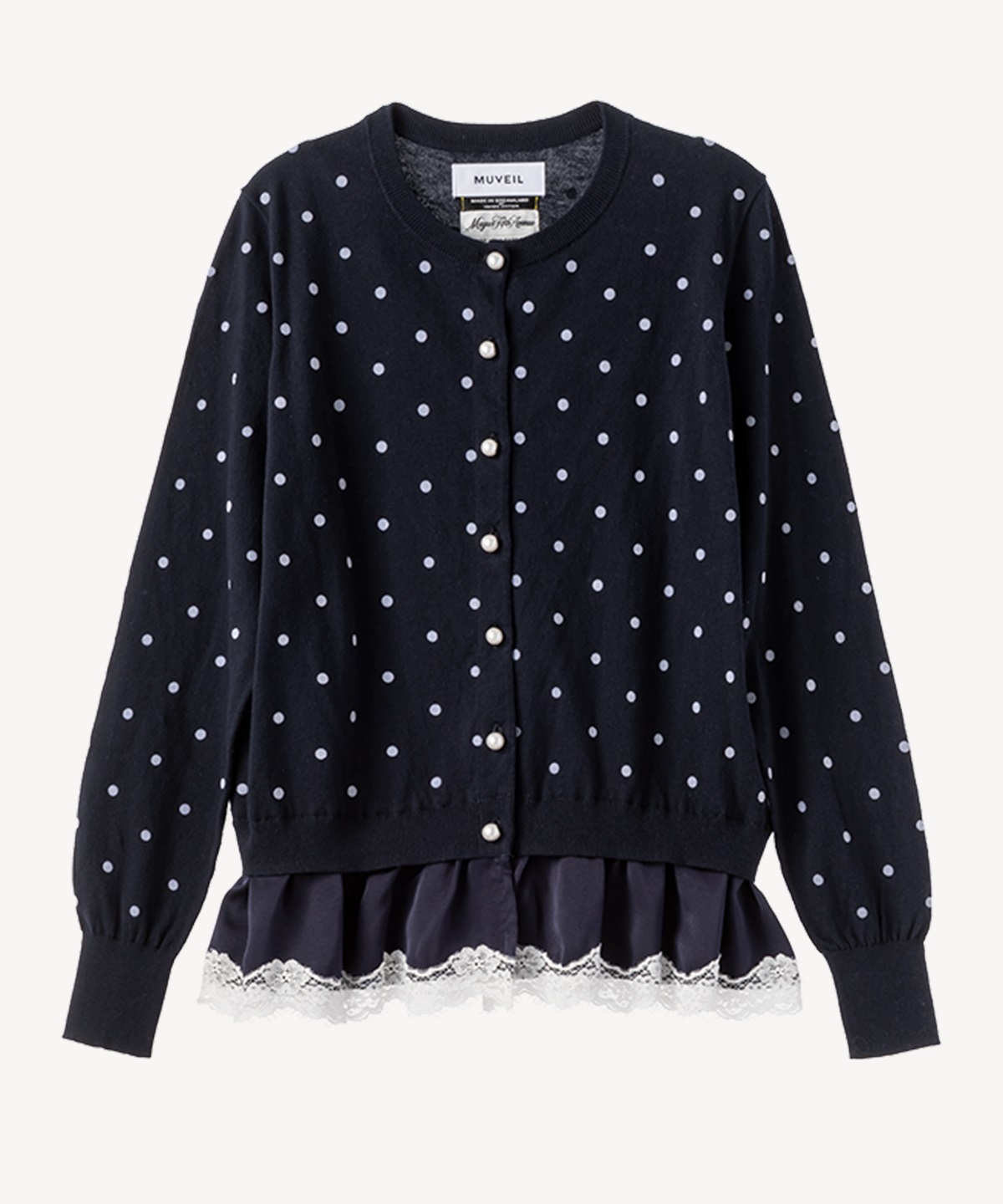 フロッキープリントドットカーディガン(navy-36)