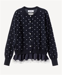 フロッキープリントドットカーディガン(navy-36)