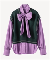 ニットベストドッキングプルオーバー(purple-36)