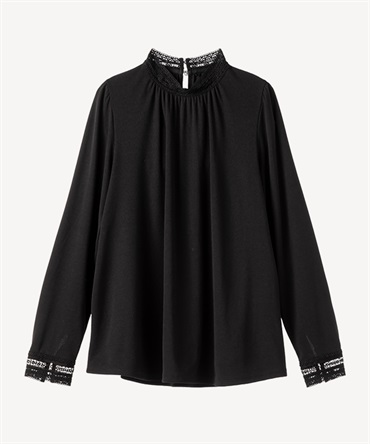レースネックカットソー(black-36)